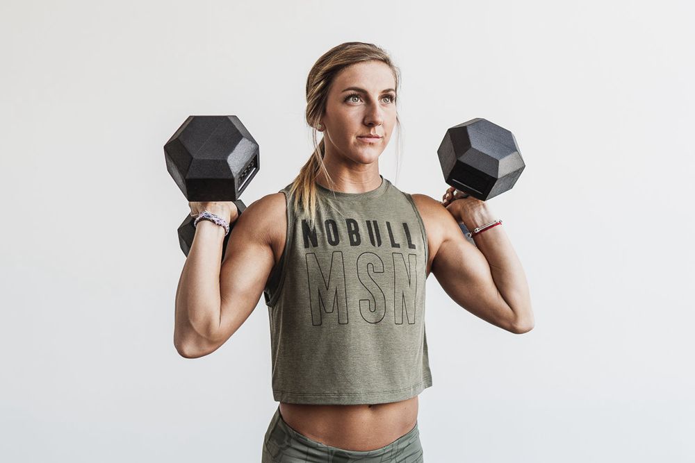 NOBULL Women's Muscle (Madison) Tank Tops - Army Green - Ireland (1946FUHNT)